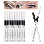 12PCS Erinde White Eyeliner Pencil, Soft Highlighter Gel Eyeliner Pencil, Eye Liner Pen, Professional Eye Bighten Eyeshadow Waterproof Matte Hypoallergenic, Easy to Colour, Skin Marker Pen