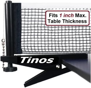 TINOS Professional Ping Pong Net fits 1” Max. Table Thickness | Tension and Height Adjustment | Spring Clamp Table Tennis net & Post Set