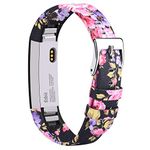 Vancle Strap for Fitbit Alta HR/Fitbit Alta, Adjustable Comfortable Replacement Leather Band with Stainless Steel Buckle for Fitbit Alta 2016 / Fitbit Alta HR 2017(No Tracker) (Pink flower)