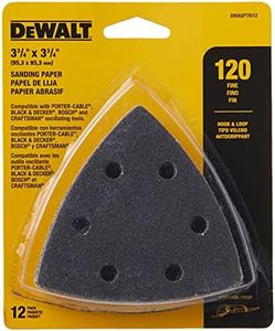 DEWALT DWASPTRI12 Hook and Loop Triangle 120 Grit Sandpaper, 12-Pack, Black