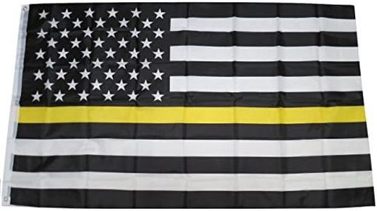 TrendyLuz Flags Thin Yellow Line Gold Emergency Dispatchers Truck Tow Drivers Recovery Public Safety Security Guards Loss Prevention 3x5 Feet Flag