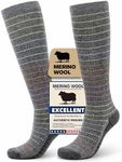Iambamboo Merino Wool Compression Socks for Women & Men, 20-30 mmHg Knee High Dryarn Socks for Flying, Travel, Running XXL (Gray Coil)