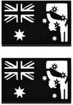 2 Pcs Australia Flag & Skull Reflective Patch Infrared IR Australian National Morale Badge Tactical Military Army Uniform Fastener Emblem for Team Backpack Hat Jacket Vest Biker Travel (Black)