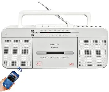 Cassette Player Boombox, Portable AM/FM Radio Stereo with Bluetooth, USB, Dual Big Speaker, Earphone Jack, Record to Cassettes/USB via Mic,AC/DC Powered