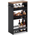 MARTY Rolling Storage Cart 7.9" W, 4-Tier Black Kitchen Cart on Wheels, Slim Storage Cart with Handle for Laundry Narrow Places Bathroom Small Corner