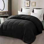 Exclusivo Mezcla 7.5 Tog Double Size Down Alternative Duvet Quilted Duvet Insert with Corner Tabs for All Seasons - Breathable, Lightweight and Machine Washable (200x200 CM, Black)