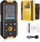 RAINLEOTI 3-in-1 Stud Finder Wall Scanner - Magnetic & Non-Magnetic Metal, Wood, Cable Detection | Positioning Hole, LCD Display, Audio Alarm | Rechargeable Stud Detector for Joists/Pipes/Wires