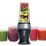 Ninja QB3001SS Fit Compact Personal Blender, Pulse Technology, 700-Watts, for Smoothies, Frozen Blending, Ice Crushing, Nutrient Extraction*,Food Prep & More, (2) 16-oz. To-Go Cups & Spout Lids, Black