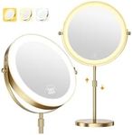 Zlroluyn 30X Magnifying Makeup Mirror with Lights, Height Adjustable Double Sided Vanity Mirror, 360° Rotation Cosmetic Mirror for Desk Bathroom - Antique Bronze