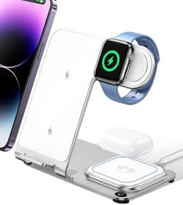 Intoval Charging Station for Apple iPhone/Watch/Airpods, 3 in 1 Wireless Charger for iPhone 16/15/14/13/12/11/XS/XR/XS, iWatch 10/9/Ultra 2/8/Ultra/7/6/SE/5/4/3/2, Airpods Pro2/Pro1/3/2/1 (Y9,Silver)