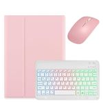 kaidisen Backlit Keyboard Case Compatible with iPad Air 11 inch M2 iPad Air 5th Generation iPad Air 4th Gen 10.9 inch Keyboard Case with Mouse, Detachable Backlight Color Keyboard,Pink+White