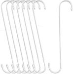 HiGift 8 Pack 12 Inches Extension S Hooks for Hanging Plant Basket Outdoor Bird Feeder House, Heavy Duty Long S Shaped Hook for Kitchen Pots and Pans, Patio Decoration, Towels, Clothes, Chimes - White