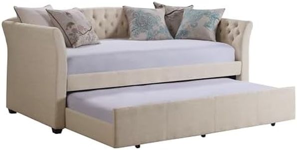 ROSEVERA Adrie Upholstered Twin Daybed with Trundle and Tufted Button Daybed Frame, for Living Room, Bedroom, Guest Room