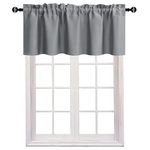 JIUZHEN Blackout Valance Short Curtains for Kitchen - Rod Pocket Valances Solid Curtains for Small Window Living Room Bedroom Darkening Bathroom, 52 x 18 Inch Length,Grey,1 Panel