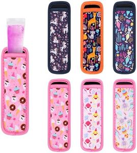 Ice Pop Sleeves, 6 Pieces Popsicle Holders for Kids, Freeze Pops Ice Sleeves Holder Bag, Reusable Popsicle Holder Sleeves, Washable Ice Pop Neoprene Sleeves for Boys Girls