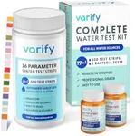 Varify 17 in 1 Complete Drinking Water Test Kit - 100 Strips + 2 Bacteria Tester Kits - Well, Tap, Home, City Water Testing Strip for Lead, Alkaline, Chlorine, Hardness, Iron, Fluoride, Copper & More
