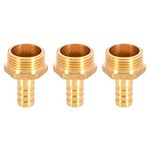 TopHomer 3PCS Brass Barbed Hose Fitting Coupler Connector 12mm to 3/4” Male BSP Thread Pipe Nipple Fitting Pipe Adapter