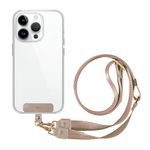 EKAX Adjustable Nylon Lanyard with Double Hook and PU Leather Clip, Universal Cell Phone Lanyard (Beige)