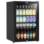 Baridi 115L Under Counter Drinks/Beer & Wine Cooler Fridge with Light, Black - DH223