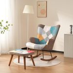 ModernLuxe Rocking Chair with Footrest,Reading Rocking Chair, Vibrant Colours and Wooden Iron Frame, Quilted Living Room Rocker for Relaxation and Comfort Multi-Colour B