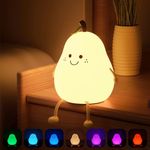 GLOWSERIES Pear Kids Silicone Cute Lamp For Bedroom Nursery Baby Fruit Nightlight Boys And Girls Kawaii Bedside Room, Led