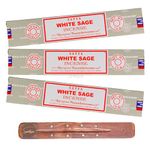 Satya Nag Champa White Sage Incense Sticks | x3 pack | with SAMASIA incense sticks holder | Used for Aromatherapy, Spa, Yoga, Weddings, Meditation, Healing, Positivity and Relaxation