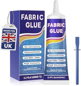 60ML Clothes Strong Fabric Glue - Extra Strong Glue for fabric Material Repairs Upholstery Badge Textile Felt Crafts Hemming Tape Carpet Patches DIY-Waterproof Soft Clear No-Sewing(1Pack)