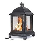 LIVIVO Outdoor Chiminea Fireplace Patio Heater - Powder Coated Steel - Wood & Charcoal Burner - Perfect For Patio & Garden (Palacio)