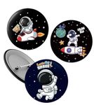 Le Delite 10 Pieces Space Theme Badges, Birthday Supplies, Return Gifts For Kids Accessories, Party Items, Button Badge Decorate Bags, Pouch/Stationery Supplies