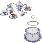 ACMLIFE Bone China Tea Set for 6, 3Tier Cupcake Stands for Dessert Table