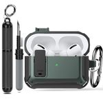 Lopnord for Airpod Pro Case Cover with Cleaner Kit, Compatible with Airpods Pro 2nd Generation Case/1st Generation (2023/2022/2019), Shockproof Lock iPods Pro Case Cover with Keychain for Men Women