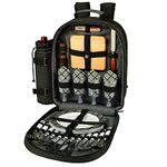 Picnic at Ascot Orginal Equipped 4 Person Picnic Backpack with Cooler & Insulated Wine Holder- Designed & Assembled in The USA