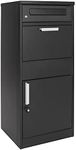 XPOtool Parcel Post Box Black 50 x 37 x 112 cm Freestanding Letter Box, Two Lockable Compartments, with Set of 2 Keys, Ensures Easy Parcel Delivery at Home, Drop Box, Outdoor Mailbox