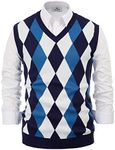 PJ PAUL JONES Essentials Men's Argyle V-Neck Sweater Vest - Blue - Large