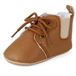 LACOFIA Baby Boys Suit Shoes Lace-up First Walking Shoes Anti-Slip Infant Trainers Brown 3-6 Months