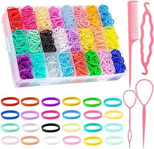 2000 Piezas Gomitas para el Pelo, Mini Gomas Niña Pequeñas Accesorios Pelo Mujer Con 4 Ayudas para Trenzar y 1 Caja de Almacenamiento (24 Colores)