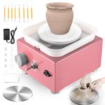 Pottery Wheel, Helangel Mini Pottery Wheel with Strong Motor 2000RPM Adjustable Speed, Potters Wheel with 10/6.5cm Plates and Sculpting Tools, Ceramic Pottery Tools Pottery Kit for Kids and Adults