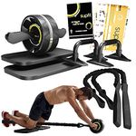 SUPFIT Ab Roller Wheel, 6 in 1 Ab Roller kit with Knee Pads, Push-Up Bars, Resistance Bands, Workout Poster, Workout Guide, Perfect Home Gym Equipment for Men Women Abdominal Exercise