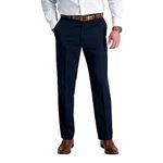 Haggar Mens Cool 18 Classic Fit Flat Front Hidden Expandable Waistband Casual Pant, Navy, 42W x 29L