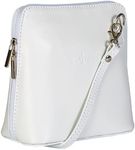 LiaTalia Genuine Vera Pelle Women Cross body Italian Leather Small Mini Shoulder Bag Handbag - ABBY [White]