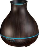 BZseed 550ml Essential Oil Diffuser，Ultrasonic Aroma Air Vaporizer with Timers,7 Colors Changing Lights for Large RoomHome, Baby Bedroom, Waterless Auto Shut-off(Dark Brown)