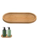 Bamboo Soap Dishes Dispensers Bathroom Oval Countertop Tray & Dispenser Tray Kitchen Holders Bamboo Tea Serving Tray Dresser Jewelry Ring Dish, Tray for Tea, Fruit, Snacks, Cakes Home Decor