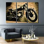 3 Pieces Motorcycle Art Canvas Wall Art Home Decor Retro Motorcycle Hd Photography Pictures Art Prints Poster Painting Wall Decor for Bedroom Living Room Office Framed 60" Wx40 H