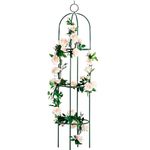 Tower Obelisk Garden Trellis 100% Metal 6.3 Feet Tall Plant Support for Climbing Vines and Flowers Stands,Black Green Lightweight Plant Tower