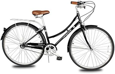 Tracer Osaka Hybrid Bikes for Women,Steel Frame, Inter 3 Speed, 700c Wheels,Brown Seat Brown Grips,City Bike,Comfort Bike,Commuter Bike,Womens Bike,Black