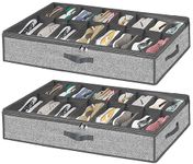 32 Pairs Shoe Organizer Under Bed, Underbed Shoe Storage Boxes Bins, Organizador De Zapatos, Extra Large Zapateras Organizer, Grey, Set of 2