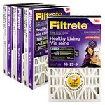 Filtrete 16x25x5 Furnace Filter, MPR 1550, MERV 12, Healthy Living Ultra Allergen Healthy Living 12-Month Deep-Pleated 5-Inch Air Filters, 4 Filters