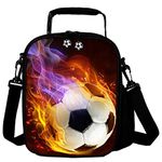 7-Mi Portable Kids Lunch Box Bag, Reusable Insulated Lunch Tote for Kids Boys Girls Washable Crossbody Lunch Container Food Carrier, Football