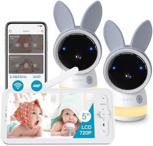 ARENTI 2.5K 5Ghz Wifi Baby Monitor with Two Cameras,Pan Tilt,5 Inch 720P Display,RGB Night Light,3350mAh Battery,One-Touch Call,Cry Detection,Auto Tracking,Night Vision,2 Way Talk,Twins