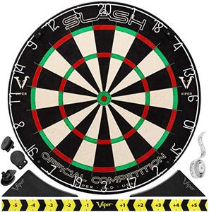 Viper Slash Official Competition Bristle Steel Tip Dartboard, WDF Accredited with Staple-Free Ultra-Thin Metal Wiring, Self-Healing Professional-Grade African Sisal, Magnetic Dart Holders,Black